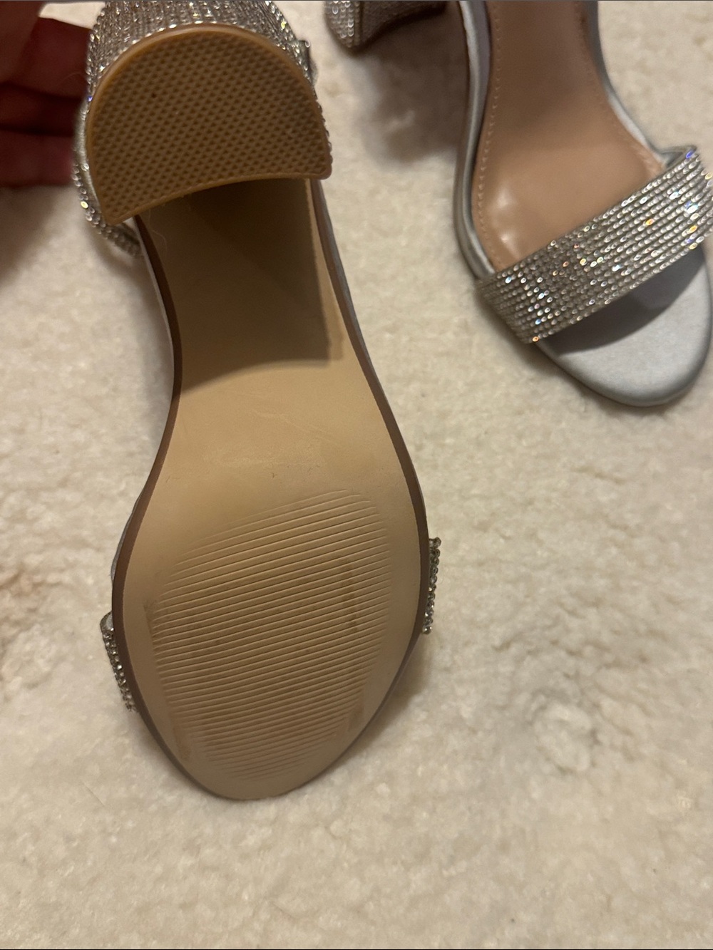 Steve Madden Silver Rhinestone Block Heels - Picture 4 of 4